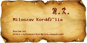Miloszav Kordélia névjegykártya